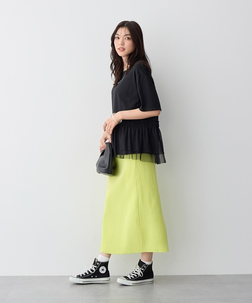 anyfee（エニフィー）の「【anyfee/プラスサイズ】ドライタッチサマーリブニットタイトスカート◆新色追加◆（スカート・レディース・ベージュ/イエロー/ピンク/グリーン/ブラック/ブルー/チャコール・M/L/LL/3L/4L/5L）」の16枚目の写真