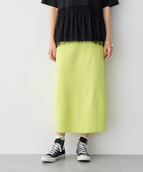 anyfee（エニフィー）の「【anyfee/プラスサイズ】ドライタッチサマーリブニットタイトスカート◆新色追加◆（スカート・レディース・ベージュ/イエロー/ピンク/グリーン/ブラック/ブルー/チャコール・M/L/LL/3L/4L/5L）」の20枚目の写真