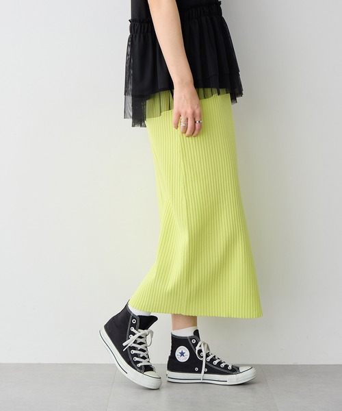 anyfee（エニフィー）の「【anyfee/プラスサイズ】ドライタッチサマーリブニットタイトスカート◆新色追加◆（スカート・レディース・ベージュ/イエロー/ピンク/グリーン/ブラック/ブルー/チャコール・M/L/LL/3L/4L/5L）」の10枚目の写真