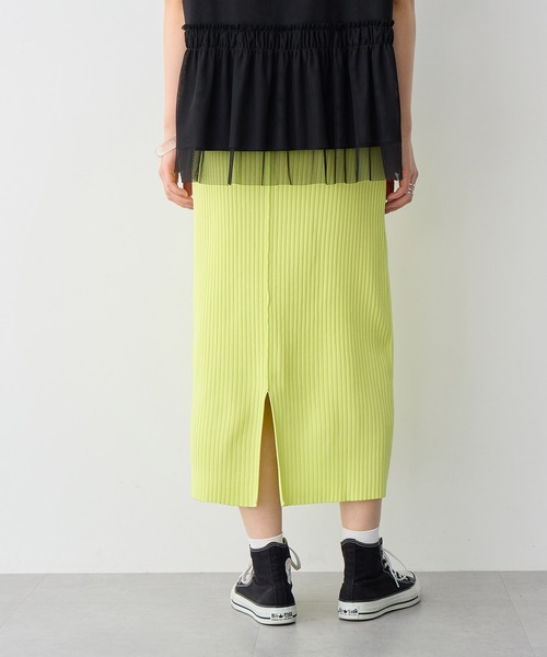 anyfee（エニフィー）の「【anyfee/プラスサイズ】ドライタッチサマーリブニットタイトスカート◆新色追加◆（スカート・レディース・ベージュ/イエロー/ピンク/グリーン/ブラック/ブルー/チャコール・M/L/LL/3L/4L/5L）」の11枚目の写真