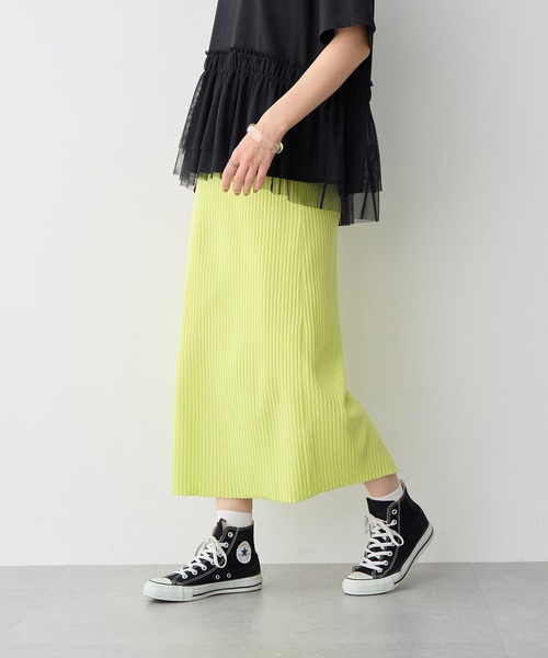 anyfee（エニフィー）の「【anyfee/プラスサイズ】ドライタッチサマーリブニットタイトスカート◆新色追加◆（スカート・レディース・ベージュ/イエロー/ピンク/グリーン/ブラック/ブルー/チャコール・M/L/LL/3L/4L/5L）」の12枚目の写真