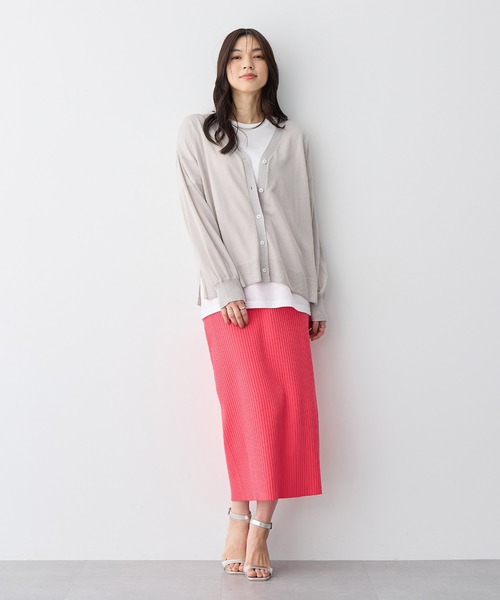 anyfee（エニフィー）の「【anyfee/プラスサイズ】ドライタッチサマーリブニットタイトスカート◆新色追加◆（スカート・レディース・ベージュ/イエロー/ピンク/グリーン/ブラック/ブルー/チャコール・M/L/LL/3L/4L/5L）」の13枚目の写真