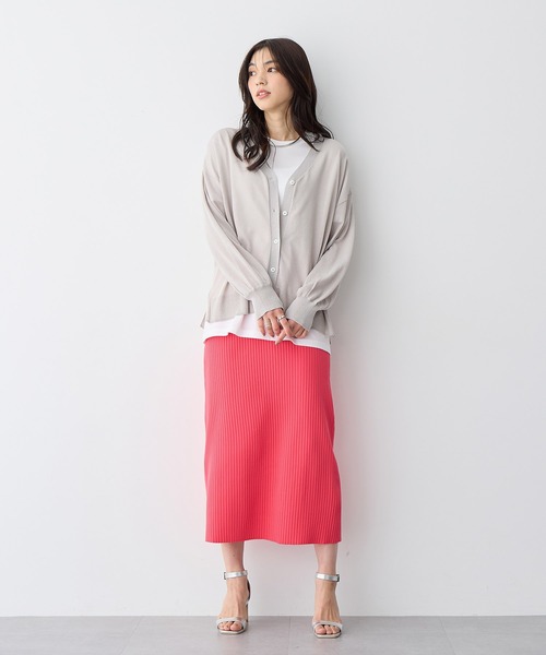 anyfee（エニフィー）の「【anyfee/プラスサイズ】ドライタッチサマーリブニットタイトスカート◆新色追加◆（スカート・レディース・ベージュ/イエロー/ピンク/グリーン/ブラック/ブルー/チャコール・M/L/LL/3L/4L/5L）」の14枚目の写真