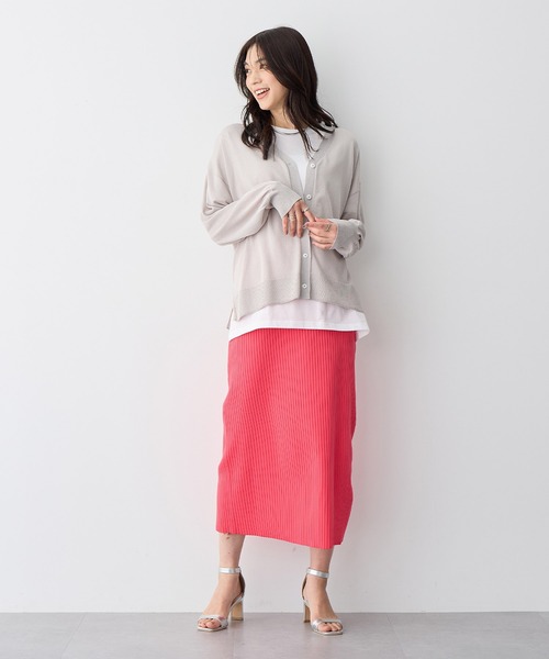 anyfee（エニフィー）の「【anyfee/プラスサイズ】ドライタッチサマーリブニットタイトスカート◆新色追加◆（スカート・レディース・ベージュ/イエロー/ピンク/グリーン/ブラック/ブルー/チャコール・M/L/LL/3L/4L/5L）」の8枚目の写真