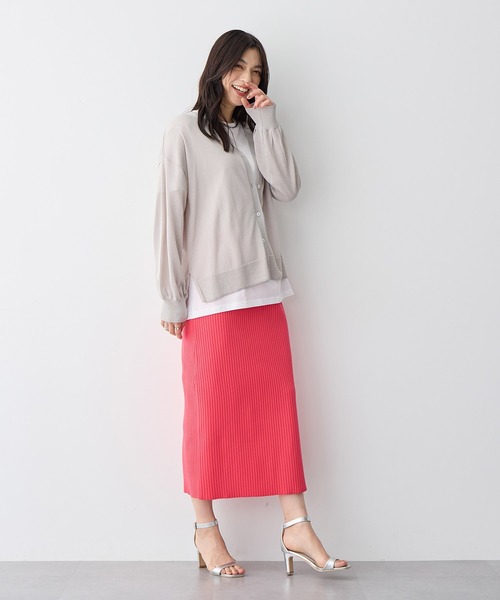 anyfee（エニフィー）の「【anyfee/プラスサイズ】ドライタッチサマーリブニットタイトスカート◆新色追加◆（スカート・レディース・ベージュ/イエロー/ピンク/グリーン/ブラック/ブルー/チャコール・M/L/LL/3L/4L/5L）」の9枚目の写真