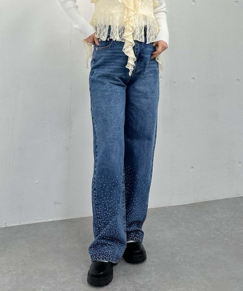 archives（アルシーヴ）の「ラインストーンデニム（デニムパンツ・レディース・ロイヤルブルー/ブルー/グレー・SMALL/MEDIUM）」の3枚目の写真