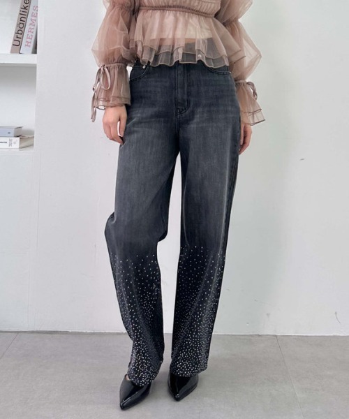 archives（アルシーヴ）の「ラインストーンデニム（デニムパンツ・レディース・ロイヤルブルー/ブルー/グレー・SMALL/MEDIUM）」の4枚目の写真