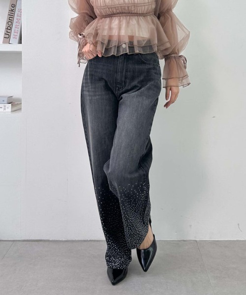 archives（アルシーヴ）の「ラインストーンデニム（デニムパンツ・レディース・ロイヤルブルー/ブルー/グレー・SMALL/MEDIUM）」の5枚目の写真