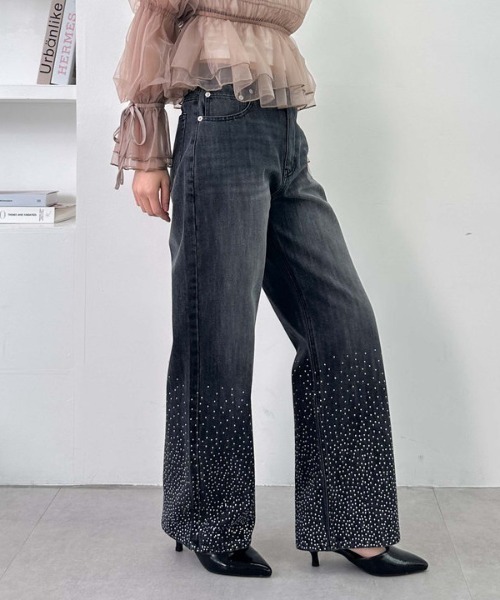 archives（アルシーヴ）の「ラインストーンデニム（デニムパンツ・レディース・ロイヤルブルー/ブルー/グレー・SMALL/MEDIUM）」の6枚目の写真