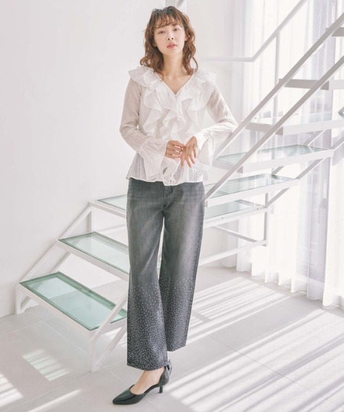 archives（アルシーヴ）の「ラインストーンデニム（デニムパンツ・レディース・ロイヤルブルー/ブルー/グレー・SMALL/MEDIUM）」の12枚目の写真