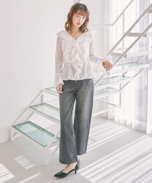 archives（アルシーヴ）の「ラインストーンデニム（デニムパンツ・レディース・ロイヤルブルー/ブルー/グレー・SMALL/MEDIUM）」の13枚目の写真