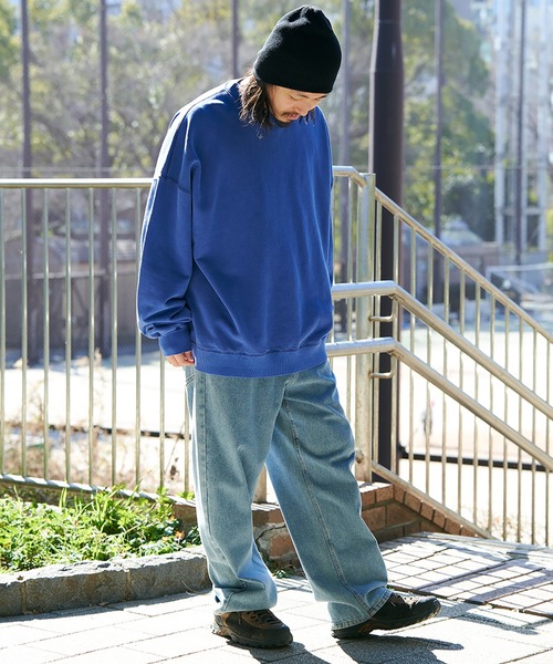 Goodwear（グッドウェア）の「【Goodwear】製品染めBIGトレーナー（スウェット・メンズ・グリーン/チャコール/ロイヤルブルー/ブルー系その他・LL/L/M/S）」の14枚目の写真