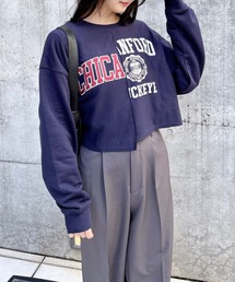 リメイクカレッジロゴショートスウェットトップス