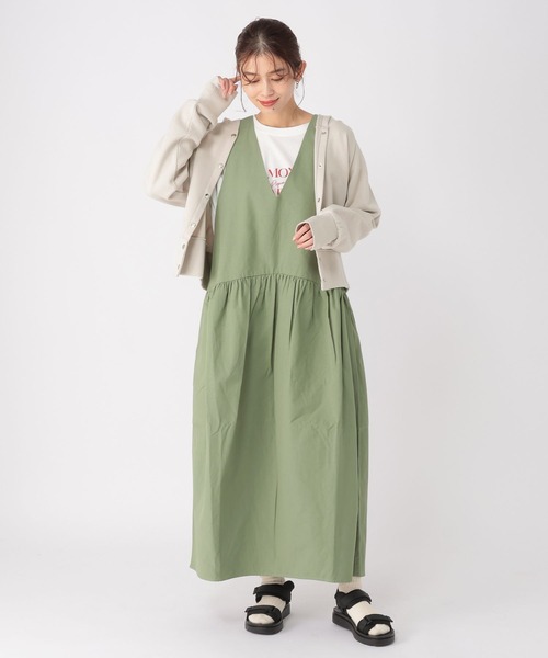 studio CLIP(スタディオクリップ)の「コンパクトスムースフードカーディガン(カーディガン/ボレロ・レディース・カーキ/アイボリー/ライトグレー・FREE)」の6枚目の写真