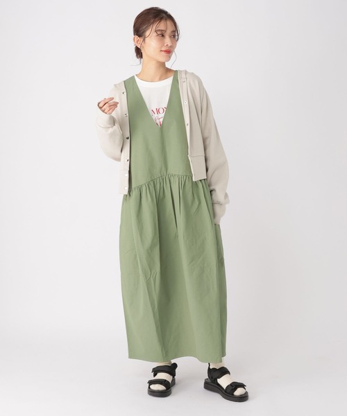 studio CLIP(スタディオクリップ)の「コンパクトスムースフードカーディガン(カーディガン/ボレロ・レディース・カーキ/アイボリー/ライトグレー・FREE)」の9枚目の写真