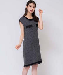 ❤️24冬新作 新品♡ SelfPortrait 黒ツイードワンピース♡　C63 ❤️24冬新作 新品♡ SelfPortrait 黒膝丈ワンピース♡ C63