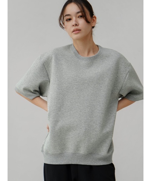YORT(ヨート)の「ダンボール5分袖プルオーバー(Tシャツ/カットソー・レディース・杢グレー/ブラック/アイボリー・MEDIUM)」の3枚目の写真