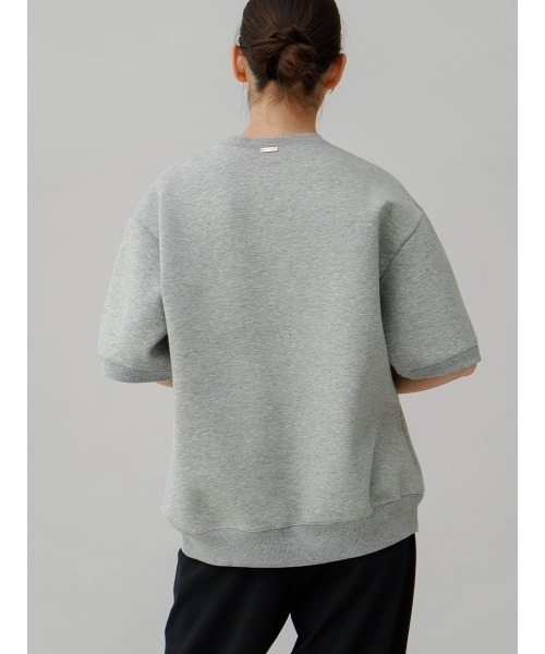 YORT(ヨート)の「ダンボール5分袖プルオーバー(Tシャツ/カットソー・レディース・杢グレー/ブラック/アイボリー・MEDIUM)」の6枚目の写真
