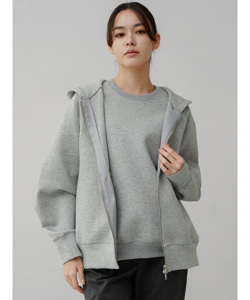 YORT(ヨート)の「ダンボール5分袖プルオーバー(Tシャツ/カットソー・レディース・杢グレー/ブラック/アイボリー・MEDIUM)」の9枚目の写真