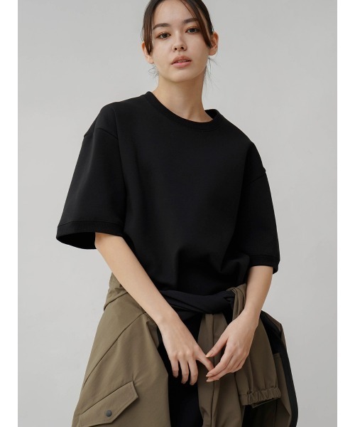 YORT(ヨート)の「ダンボール5分袖プルオーバー(Tシャツ/カットソー・レディース・杢グレー/ブラック/アイボリー・MEDIUM)」の11枚目の写真