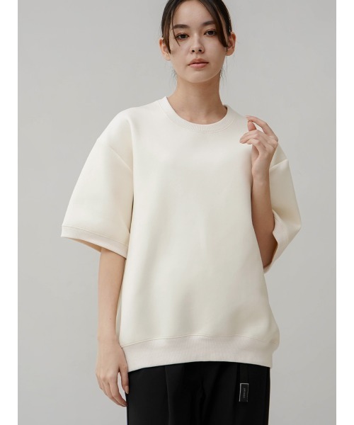 YORT(ヨート)の「ダンボール5分袖プルオーバー(Tシャツ/カットソー・レディース・杢グレー/ブラック/アイボリー・MEDIUM)」の18枚目の写真
