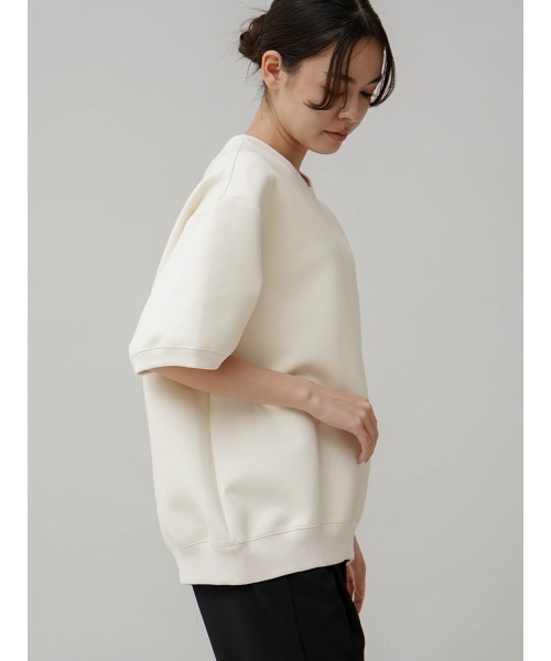 YORT(ヨート)の「ダンボール5分袖プルオーバー(Tシャツ/カットソー・レディース・杢グレー/ブラック/アイボリー・MEDIUM)」の19枚目の写真