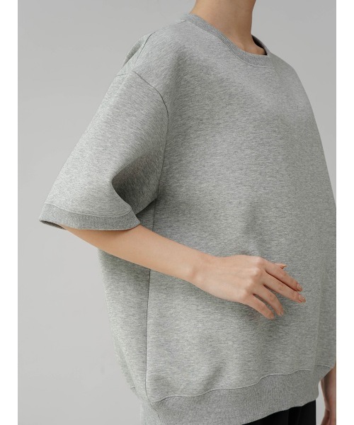 YORT(ヨート)の「ダンボール5分袖プルオーバー(Tシャツ/カットソー・レディース・杢グレー/ブラック/アイボリー・MEDIUM)」の22枚目の写真
