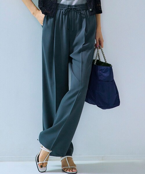 接触冷感/UVカット/吸水速乾】ストレッチジョーゼット ワイド パンツ