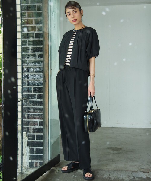 接触冷感/UVカット/吸水速乾】ストレッチジョーゼット ワイド パンツ