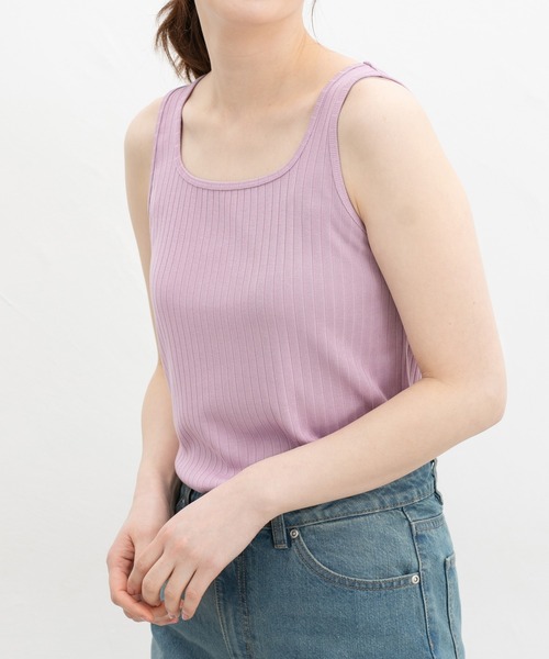 Honeys（ハニーズ）の「【ＵＶカット】針抜きテレコタンクトップ（タンクトップ・レディース・スミクロ/ベージュ/ピンク系その他/ブラック/オフホワイト/グレイッシュブルー/カーキ・L/LL/M/S）」の7枚目の写真