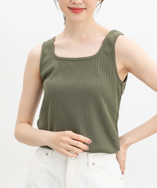 Honeys（ハニーズ）の「【ＵＶカット】針抜きテレコタンクトップ（タンクトップ・レディース・スミクロ/ベージュ/ピンク系その他/ブラック/オフホワイト/グレイッシュブルー/カーキ・L/LL/M/S）」の5枚目の写真