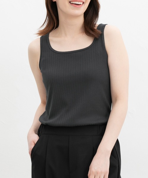 Honeys（ハニーズ）の「【ＵＶカット】針抜きテレコタンクトップ（タンクトップ・レディース・スミクロ/ベージュ/ピンク系その他/ブラック/オフホワイト/グレイッシュブルー/カーキ・L/LL/M/S）」の3枚目の写真