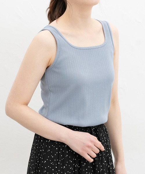 Honeys（ハニーズ）の「【ＵＶカット】針抜きテレコタンクトップ（タンクトップ・レディース・スミクロ/ベージュ/ピンク系その他/ブラック/オフホワイト/グレイッシュブルー/カーキ・L/LL/M/S）」の6枚目の写真