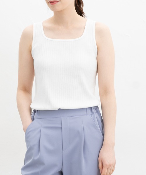 Honeys（ハニーズ）の「【ＵＶカット】針抜きテレコタンクトップ（タンクトップ・レディース・スミクロ/ベージュ/ピンク系その他/ブラック/オフホワイト/グレイッシュブルー/カーキ・L/LL/M/S）」の10枚目の写真