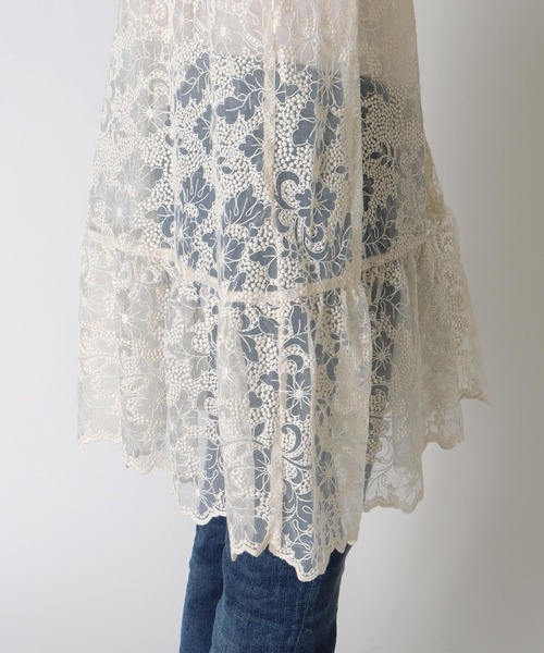 Three Four Time（ｽﾘｰﾌｫｰﾀｲﾑ）の「シアー刺繍レースチュニックブラウス（シャツ/ブラウス・レディース・アイボリー/ブラック・FREE）」の14枚目の写真
