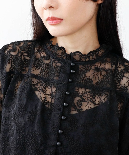 未使用♡courensologyコットンレーヨンレースチュニック　刺繍　シアー黒 Curensology（カレンソロジー）の「Curensology(カレンソロジー