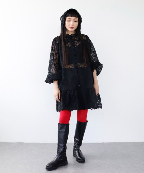 Three Four Time（ｽﾘｰﾌｫｰﾀｲﾑ）の「シアー刺繍レースチュニックブラウス（シャツ/ブラウス・レディース・アイボリー/ブラック・FREE）」の20枚目の写真