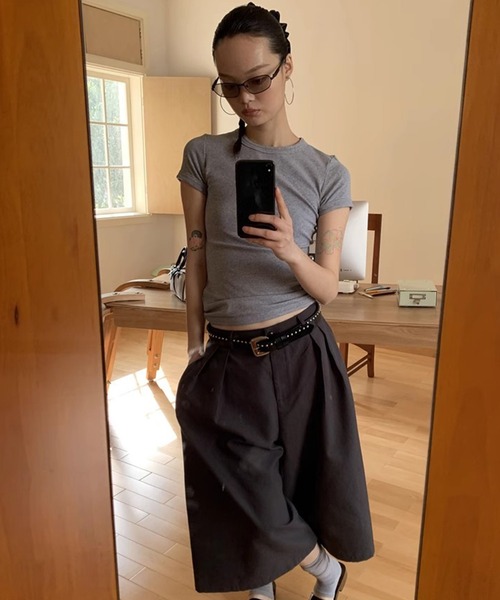 LONSLAN(ロンスラン)の「【LONSLAN】ワイドクロップドパンツ LONW25s019(その他パンツ・レディース・ダークネイビー/ダークグレー・L/M/S)」の5枚目の写真