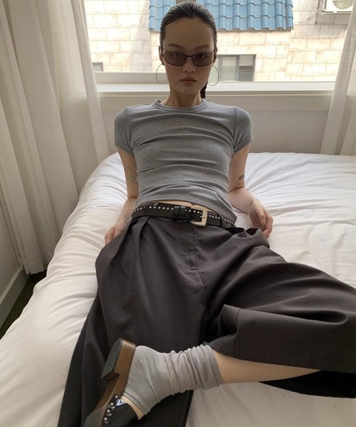 LONSLAN(ロンスラン)の「【LONSLAN】ワイドクロップドパンツ LONW25s019(その他パンツ・レディース・ダークネイビー/ダークグレー・L/M/S)」の3枚目の写真
