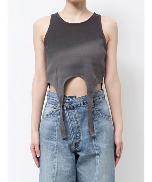 Ungrid(アングリッド)の「グラデーションデザインタンクトップ(タンクトップ・レディース・アイボリー/チャコールグレー・FREE)」の4枚目の写真