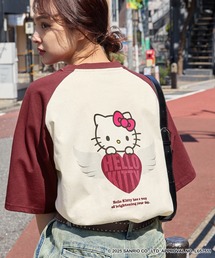 ハローキティコラボ（ハローキティコラボ）の「【HELLO KITTY】別注 ハローキティデザイン刺繍/プリント オーバーサイズ半袖Tシャツ（Tシャツ/カットソー）」