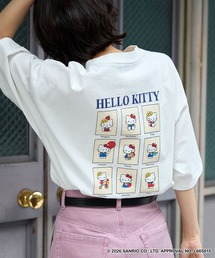 ハローキティコラボ（ハローキティコラボ）の「【HELLO KITTY】別注 ハローキティデザイン刺繍/プリント オーバーサイズ半袖Tシャツ（Tシャツ/カットソー）」