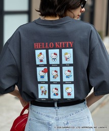 ハローキティコラボ（ハローキティコラボ）の「【HELLO KITTY】別注 ハローキティデザイン刺繍/プリント オーバーサイズ半袖Tシャツ（Tシャツ/カットソー）」