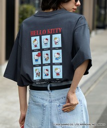 ハローキティコラボ（ハローキティコラボ）の「【HELLO KITTY】別注 ハローキティデザイン刺繍/プリント オーバーサイズ半袖Tシャツ（Tシャツ/カットソー）」