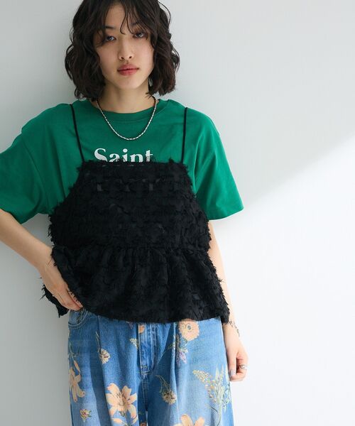 Green　Parks（グリーンパークス）の「シャギーキャミビスチェ（ベスト・レディース・アイボリー/ブラック・FREE）」の3枚目の写真