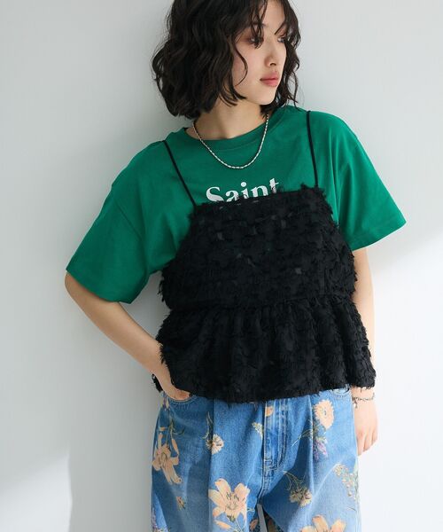 Green　Parks（グリーンパークス）の「シャギーキャミビスチェ（ベスト・レディース・アイボリー/ブラック・FREE）」の10枚目の写真