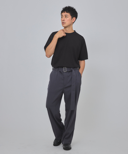 EDIFICE（エディフィス）の「E. SILK MIX JQ NECK Tシャツ（Tシャツ/カットソー・メンズ・チャコールグレー/ブラック/ホワイト・SMALL/MEDIUM/LARGE）」の5枚目の写真