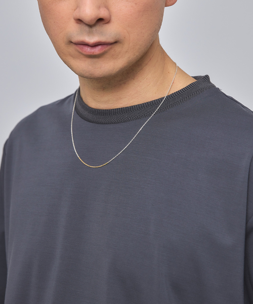 EDIFICE（エディフィス）の「E. SILK MIX JQ NECK Tシャツ（Tシャツ/カットソー・メンズ・チャコールグレー/ブラック/ホワイト・SMALL/MEDIUM/LARGE）」の16枚目の写真