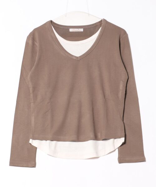 BANICO(バニコ)の「【Banico】Vネックシンプル長袖トップス(Tシャツ/カットソー・レディース・ダークグレー/チョコ/ベージュ/ブラック・FREE)」の7枚目の写真