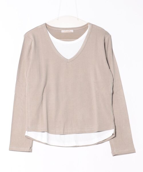 BANICO(バニコ)の「【Banico】Vネックシンプル長袖トップス(Tシャツ/カットソー・レディース・ダークグレー/チョコ/ベージュ/ブラック・FREE)」の6枚目の写真